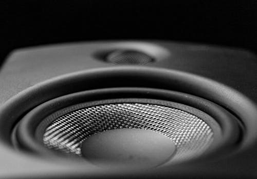 Monochrome Shot of a Bass Speaker