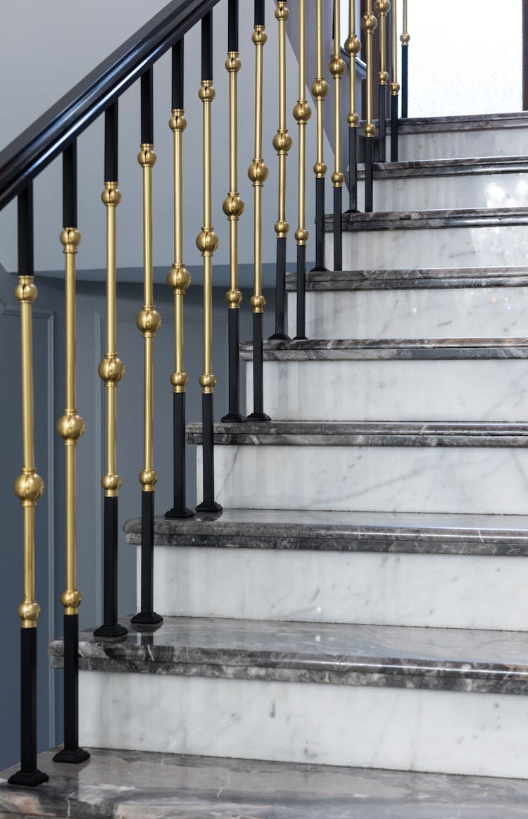 Classic Staircase With Metal Banister In House