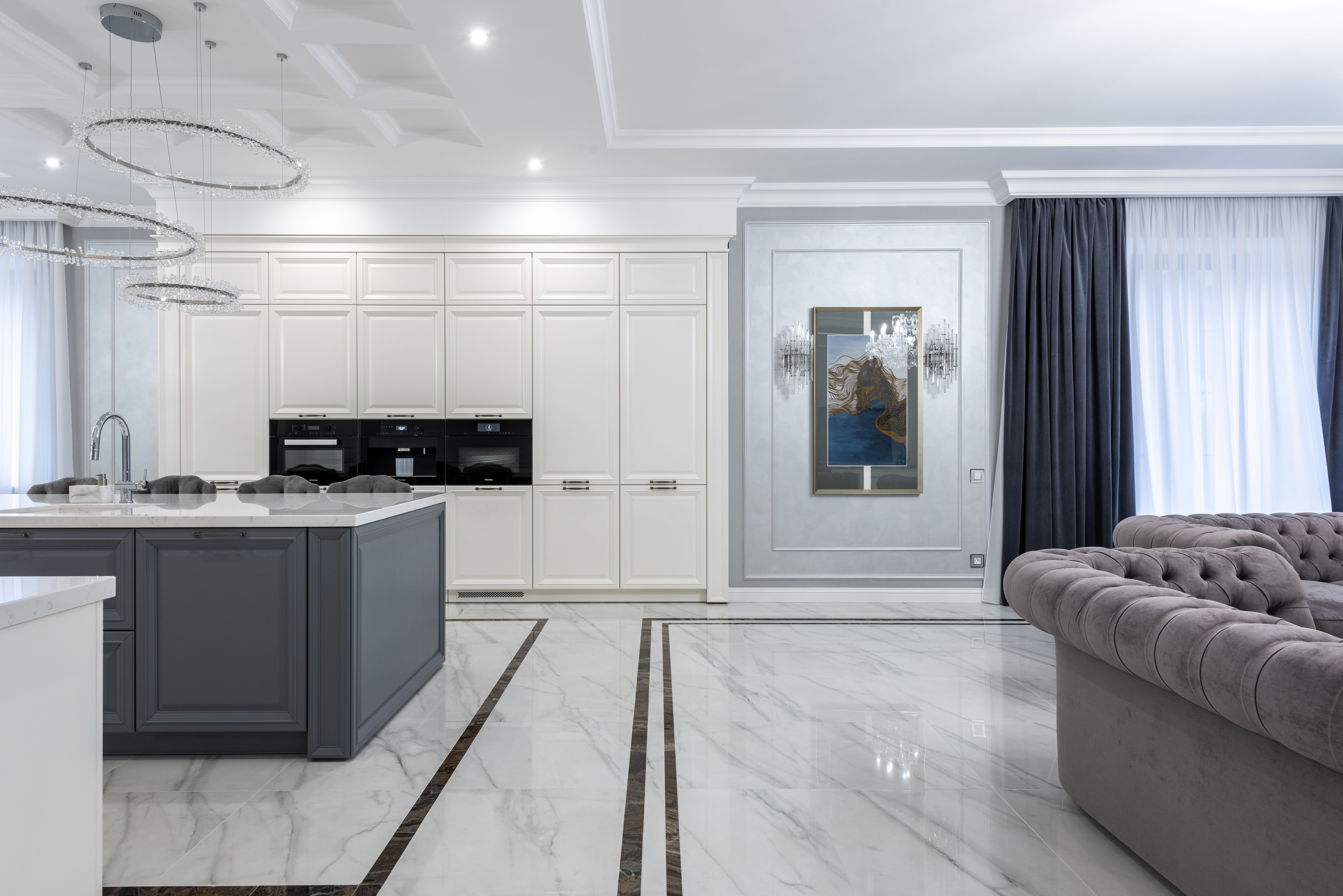 Contemporary apartment living room with kitchen · Free Stock Photo