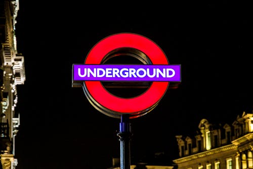 Free A Lighted Underground Signage Stock Photo