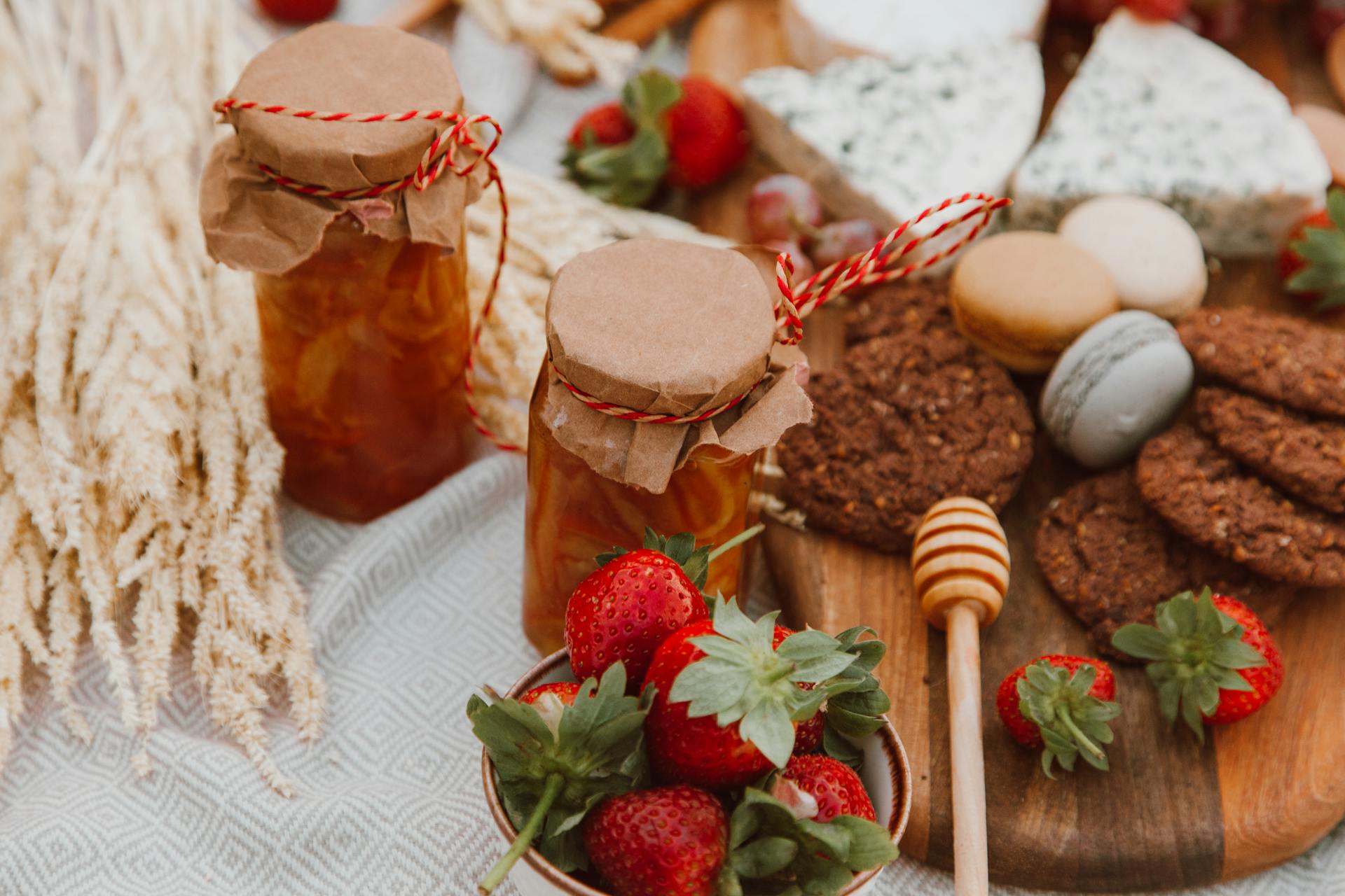 Homemade Jam and Cookies with Strawberries