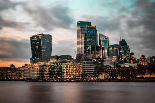 City Skyline Under Gloomy Sky