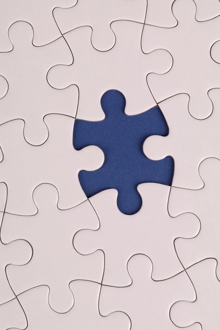 A White And Blue Jigsaw Puzzle