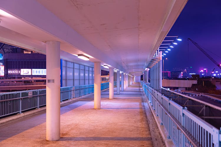 Corridor In Light At Night In City