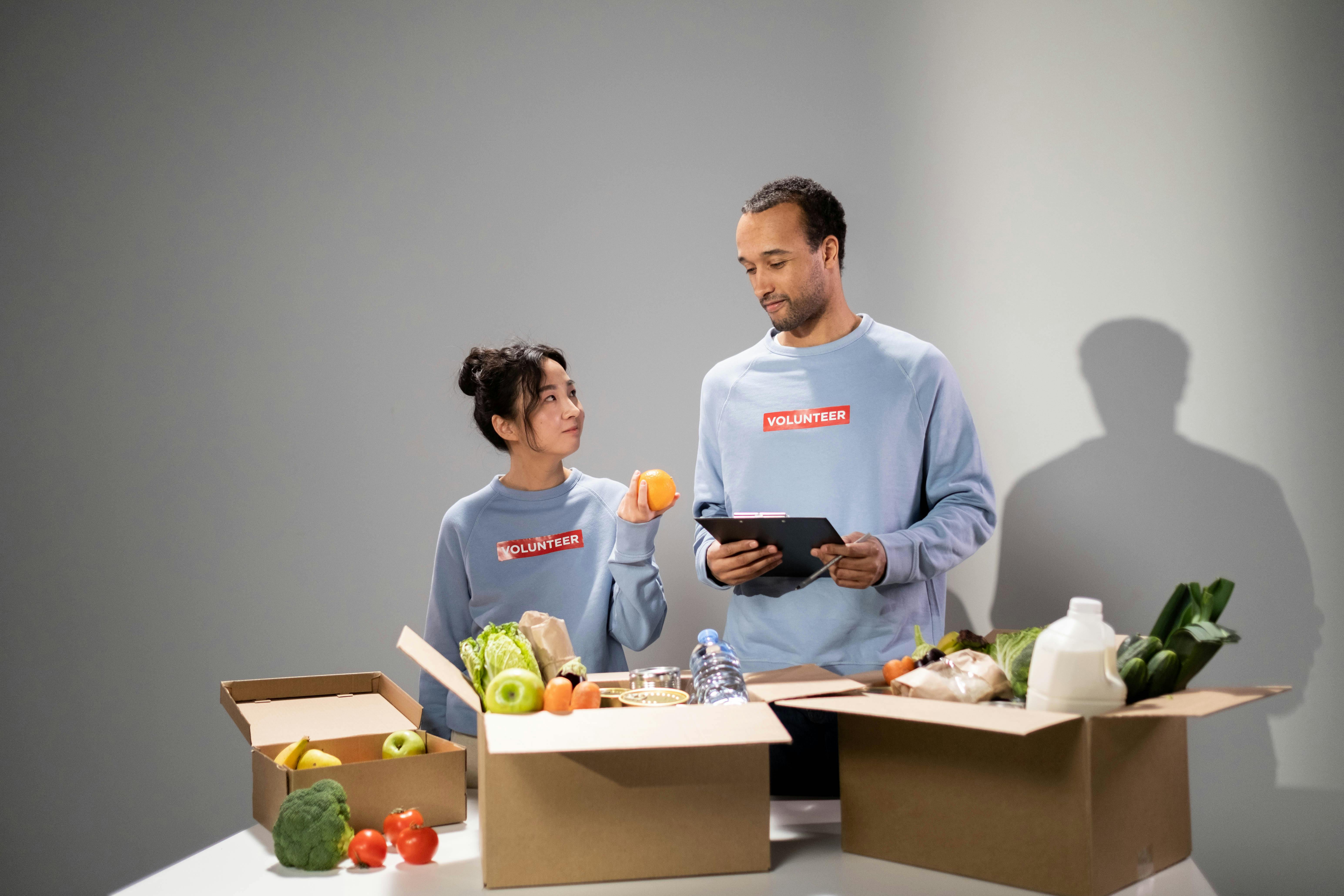 man and woman in blue sweater