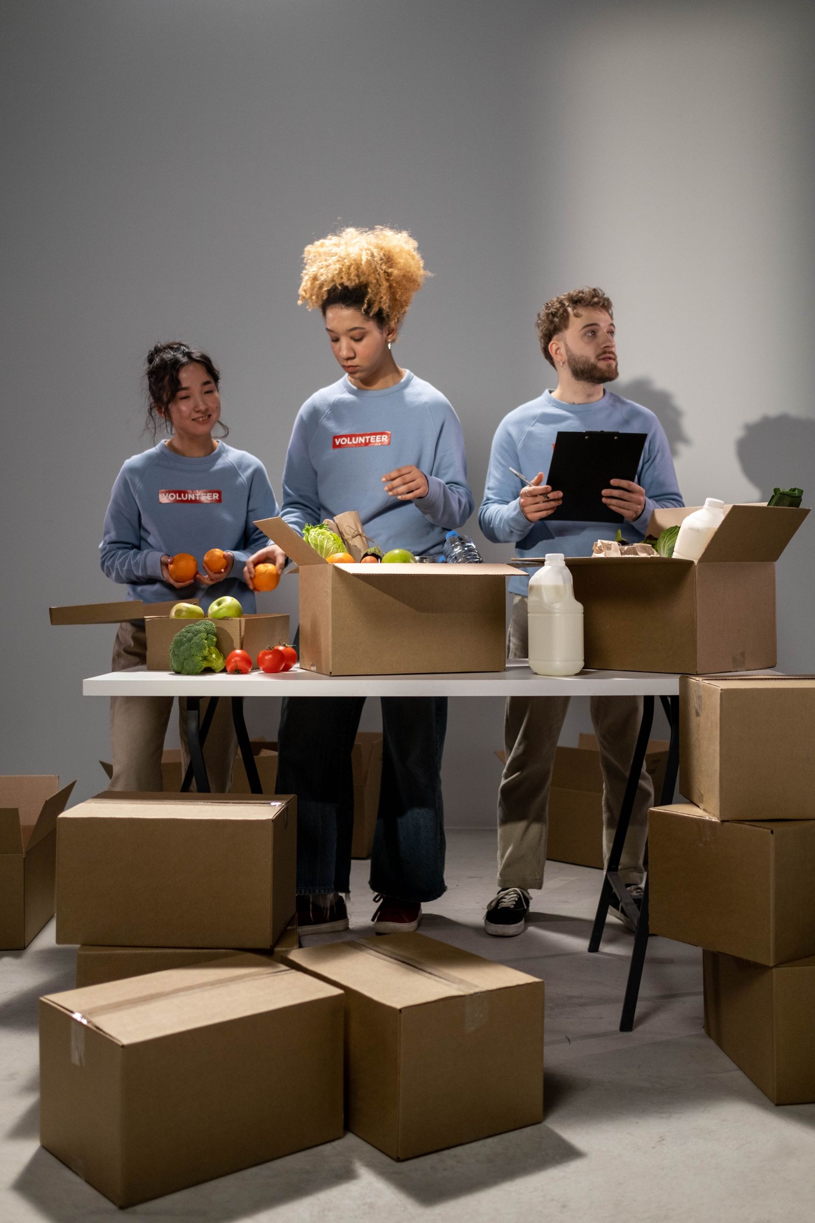 Volunteer team organizing community donations