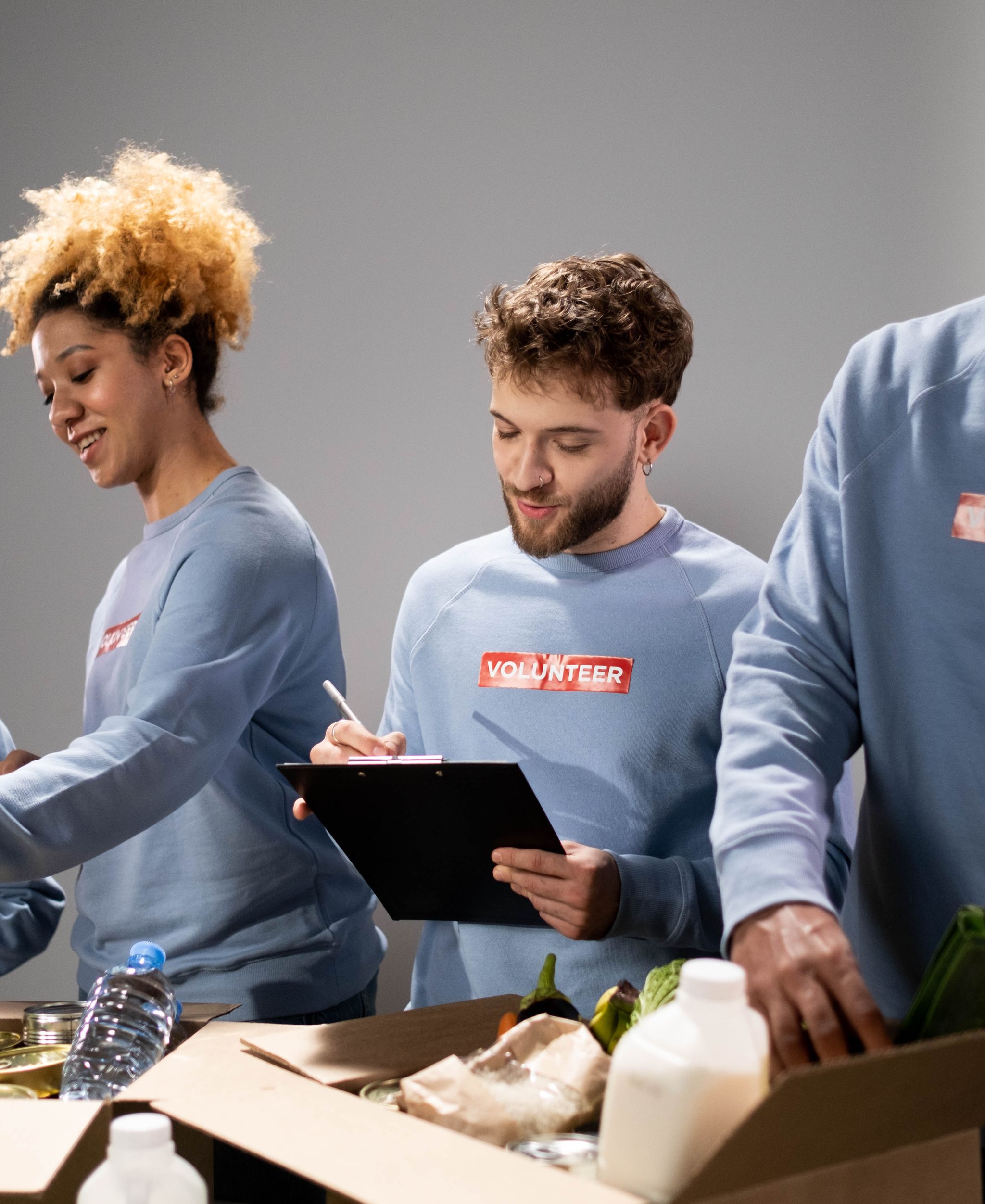 Volunteers working together on a community project