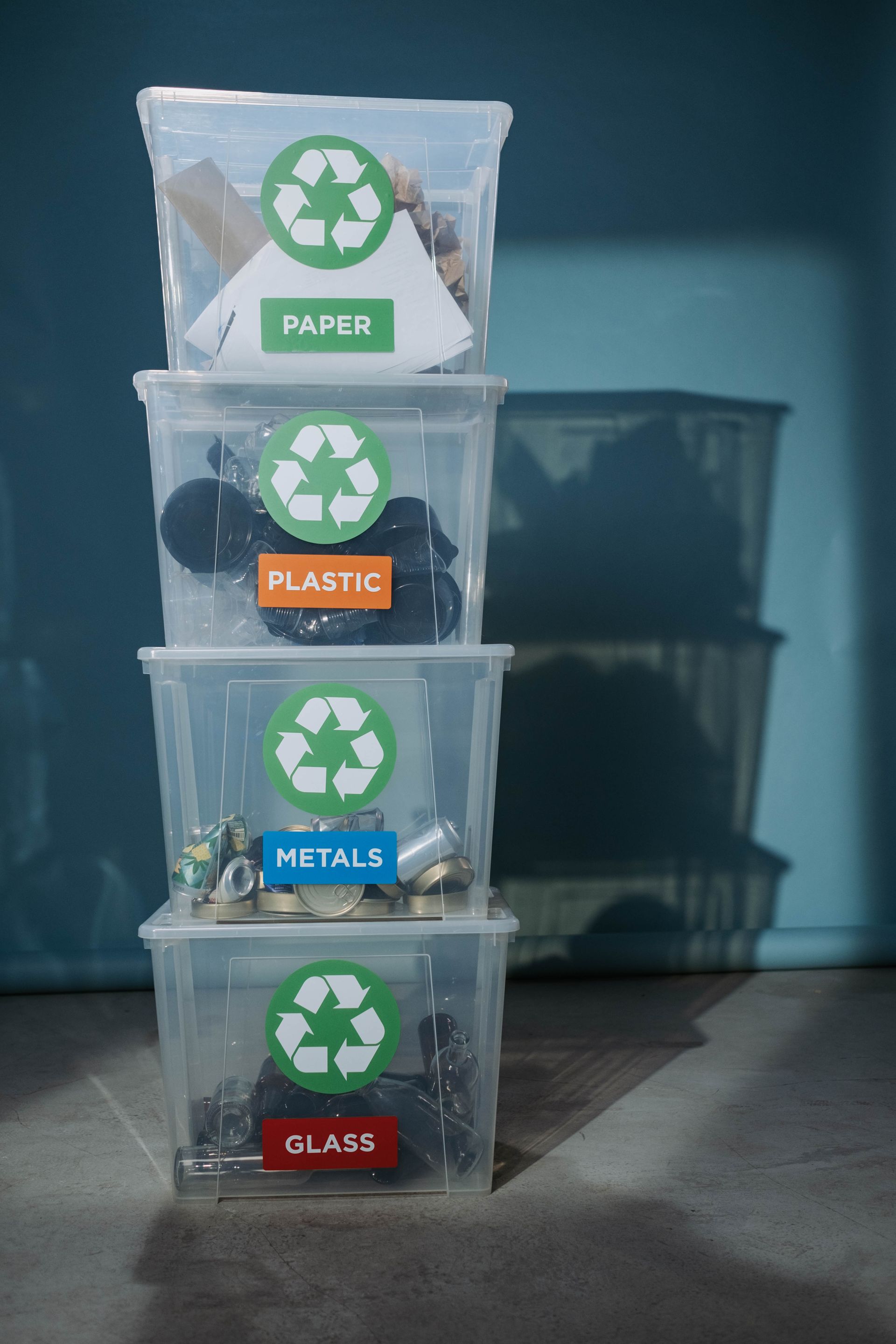 Recycling bins.
