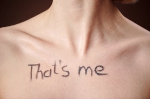 Written Words on a Person's Chest