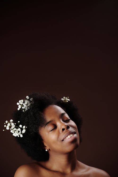 Free Woman with White Flowers on Hair Stock Photo