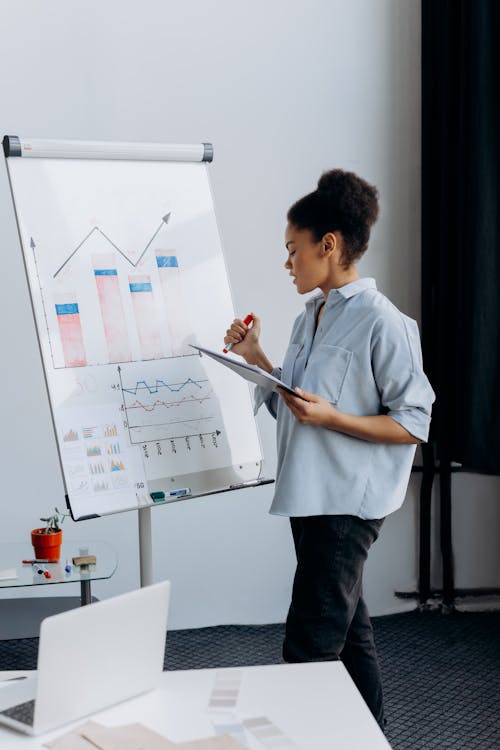  A Woman Making a Business Presentation Stock Photo