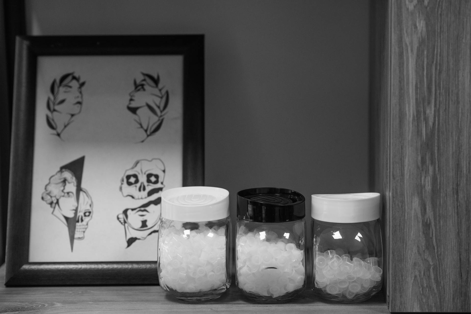 Jars and Templates in Tattooist Studio