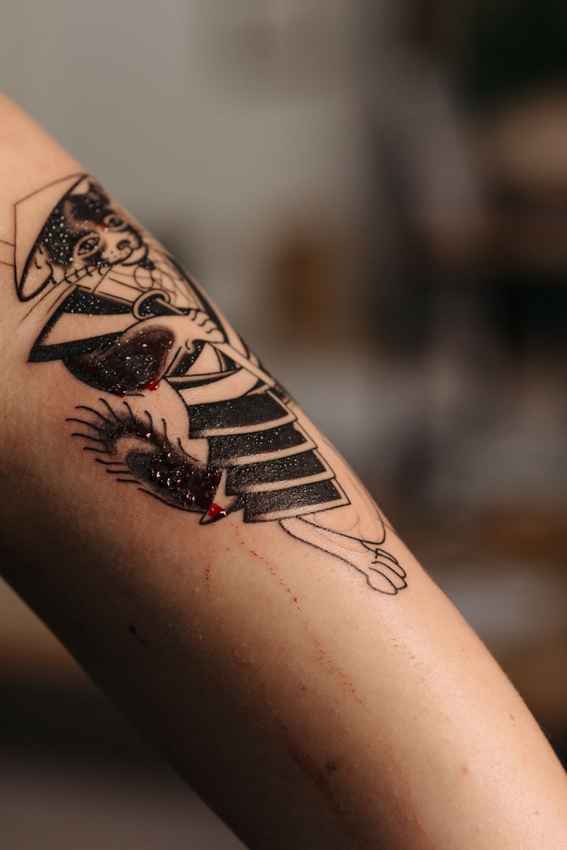 Example of Berker's work — Detailed geometric tattoo