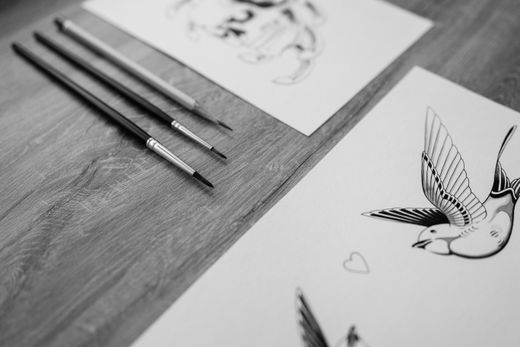 Brush drawings in progress — photo by Pavel Danilyuk on Pexels