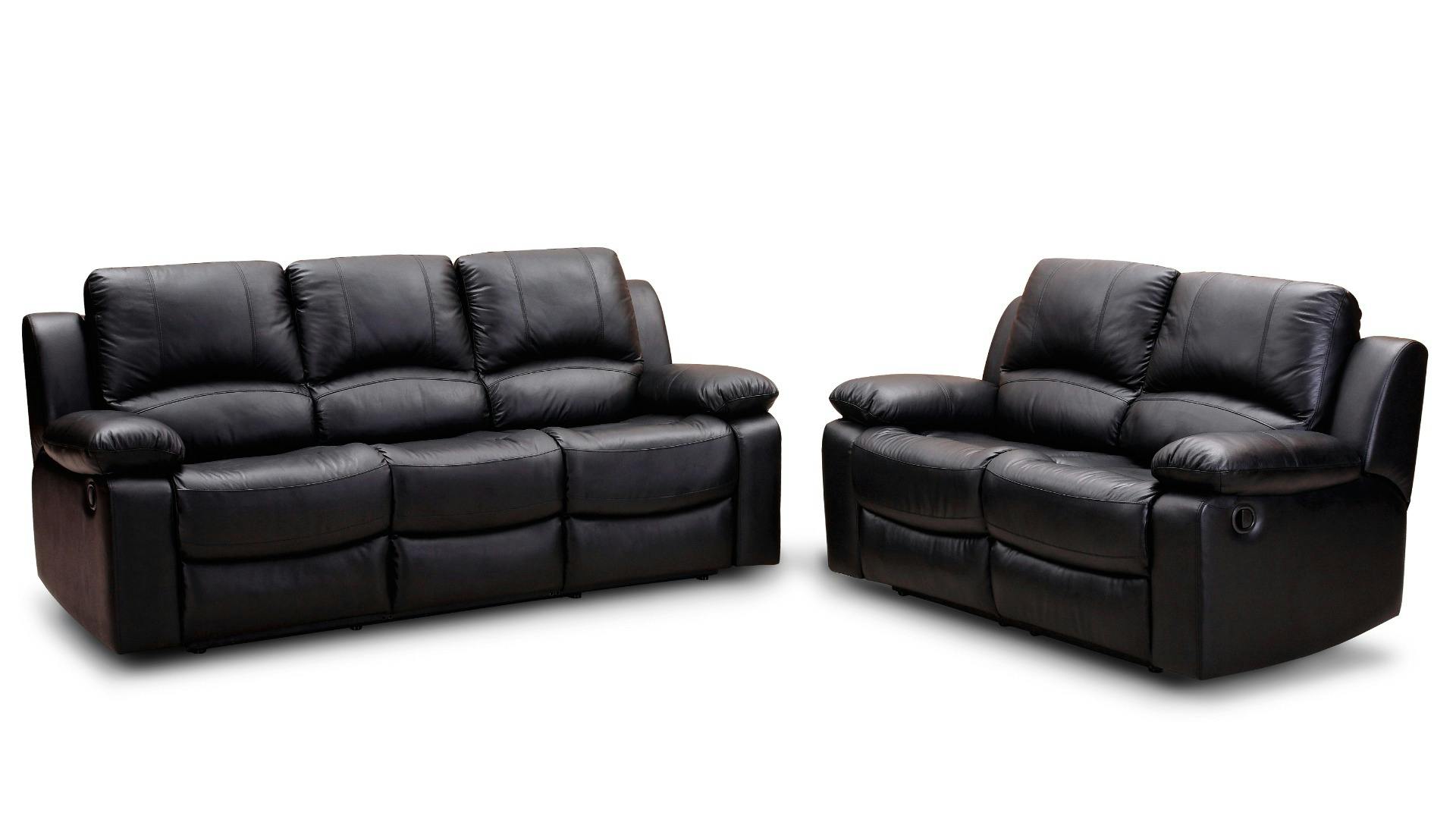  Black  Leather Padded Cushion Couch  Near to Black  Leather 