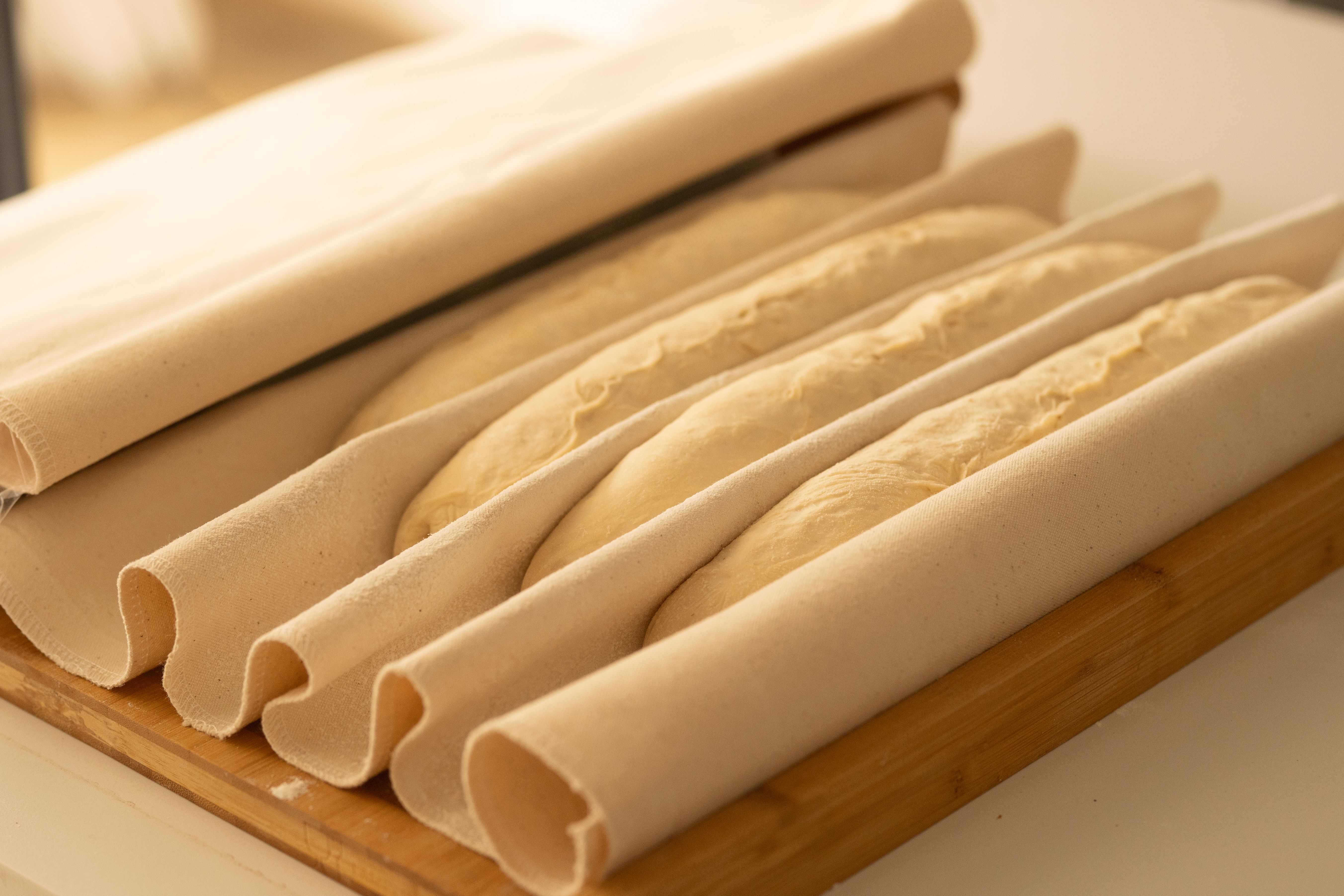 Close up of dough rising during fermentation stage