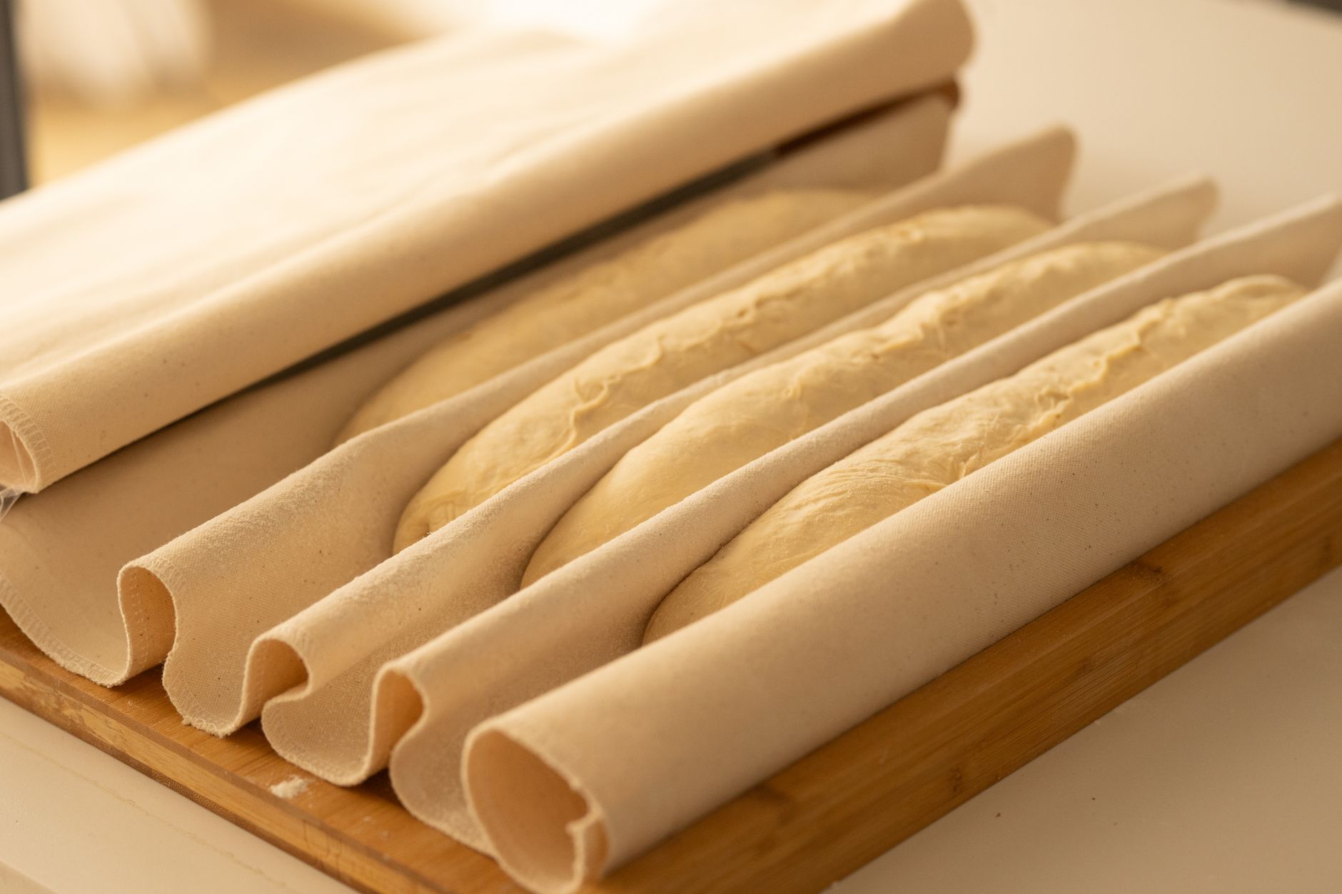 Close up of dough rising during fermentation stage