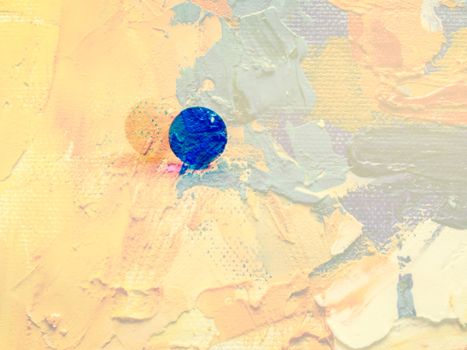 Colorful abstract art with pastel textures and blue focal point, creating a vibrant visual impact.