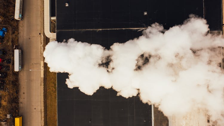 Smoke Pipe On Roof Of Factory Building