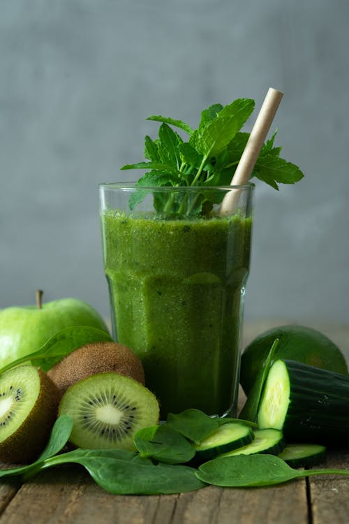 Green Liquid in Clear Drinking Glass