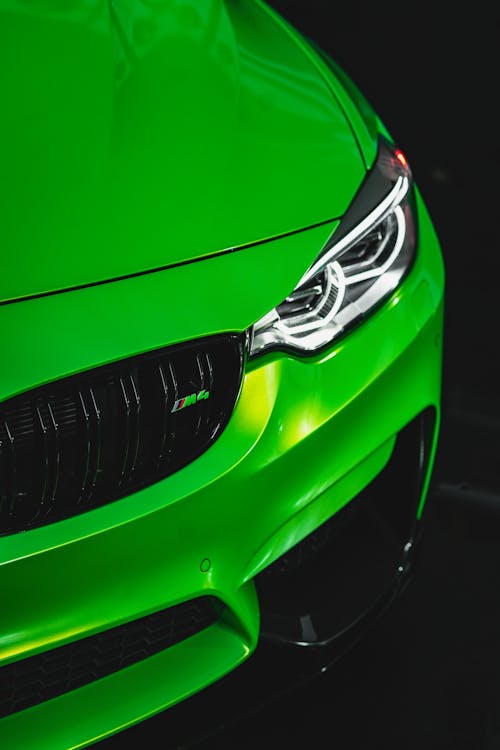 Green Car in Close Up Shot