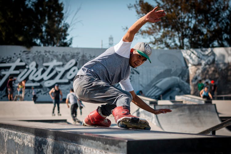 A Skater Doing A Grind Trick