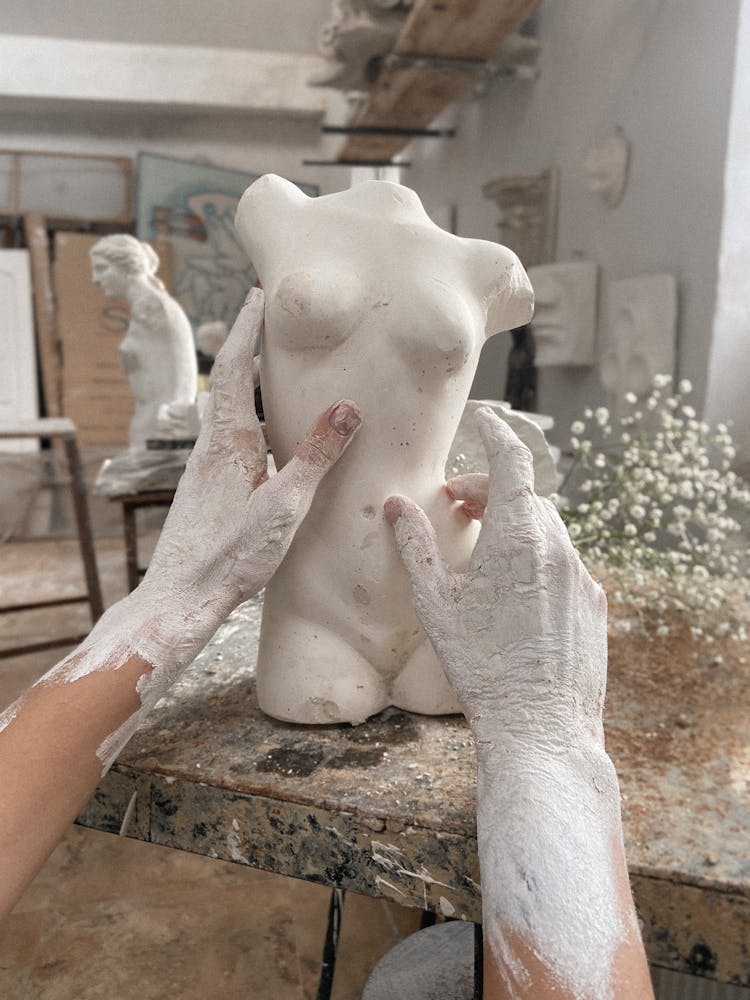 Crop Artist Creating Clay Sculpture
