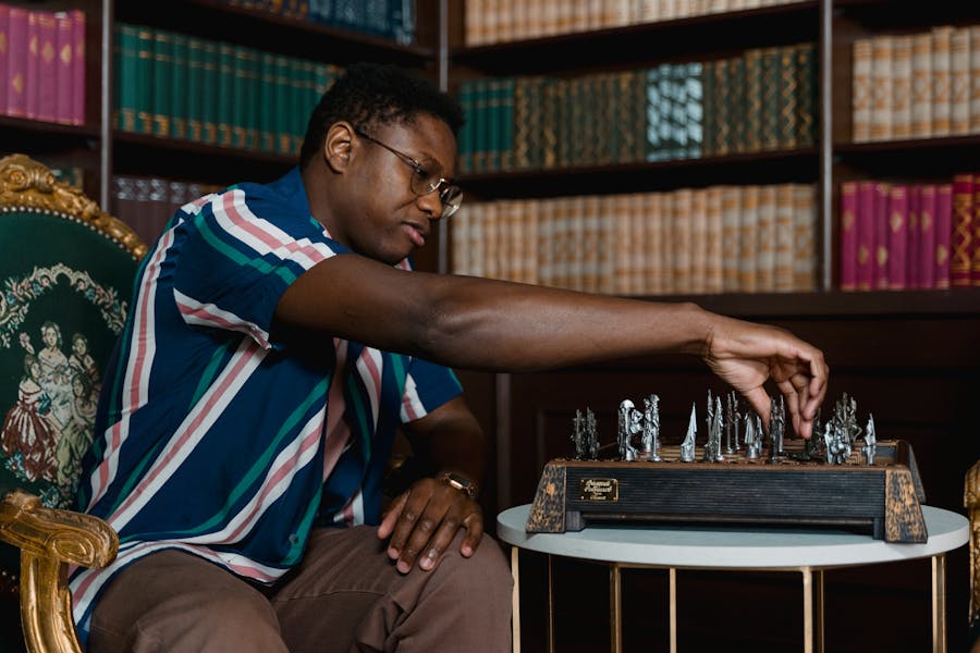 Family chess game board close-up