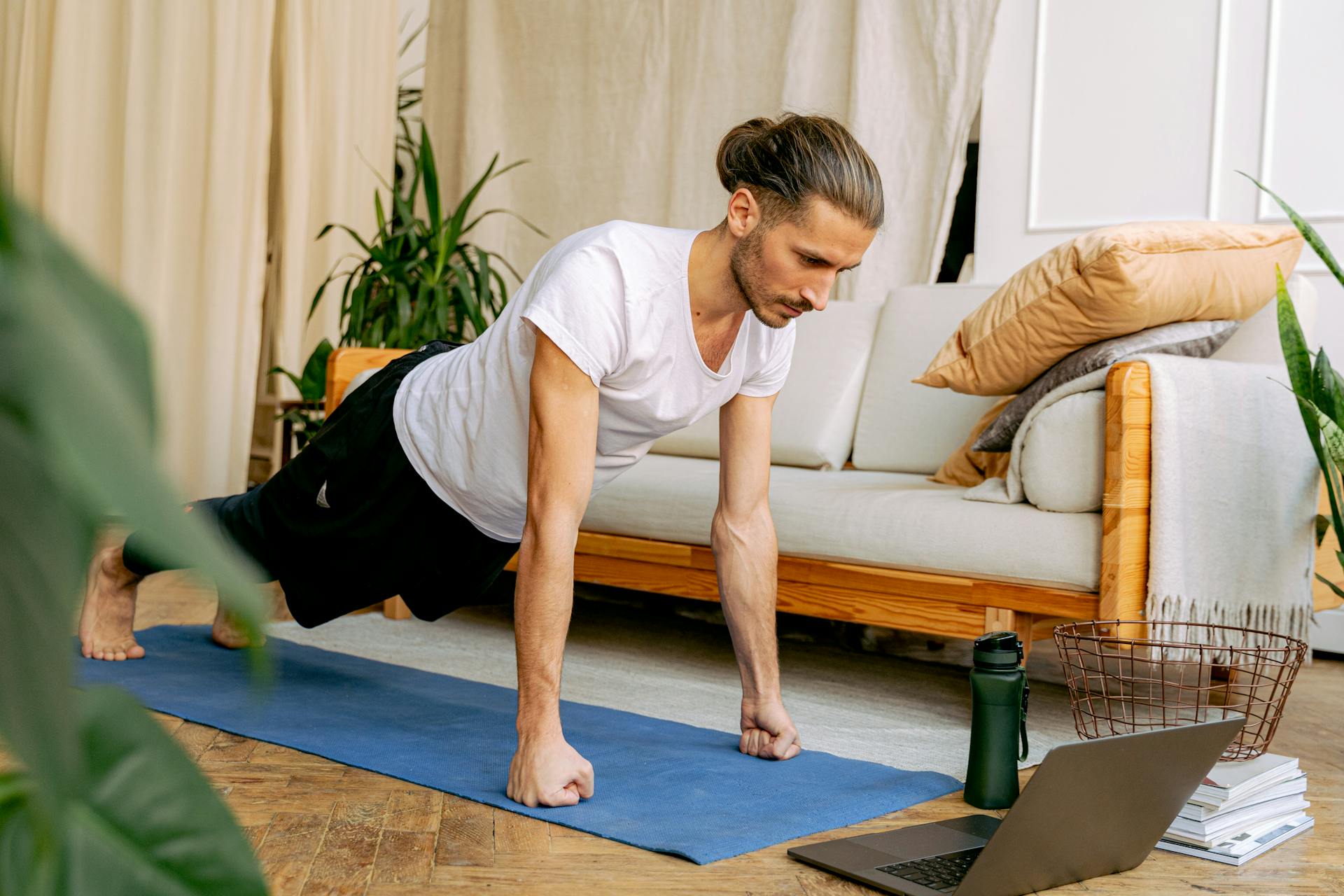 A Man Exercising at Home