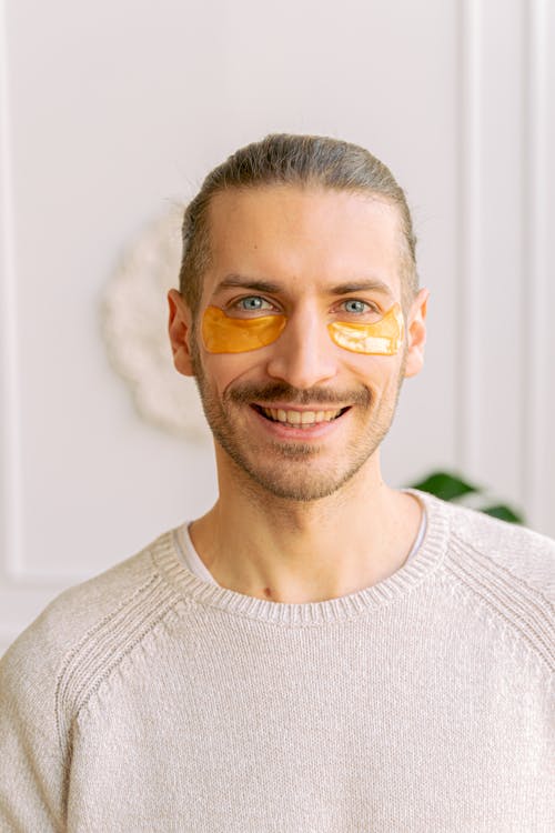 A Bearded Man Wearing Under Eye Masks