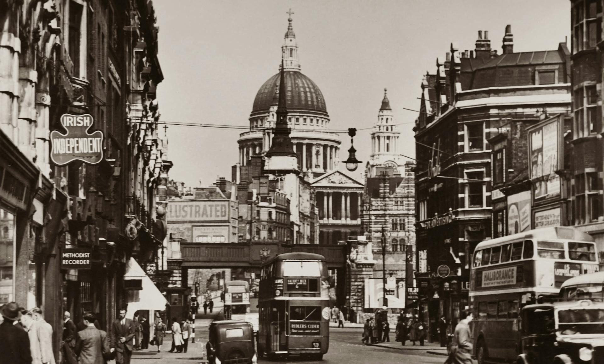 Old Photo of A Busy City Street In Central london