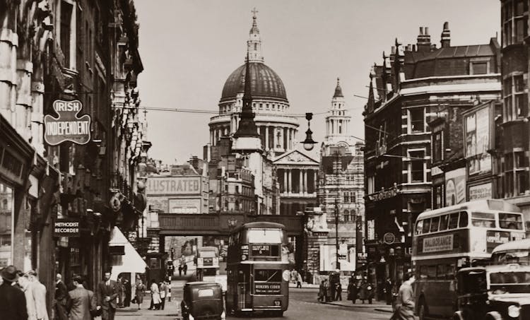 Old Photo Of A Busy City Street In Central London