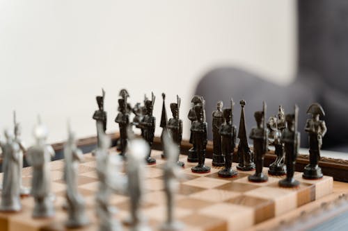Close-Up Photo of a Wooden Chessboard