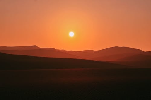 คลังภาพถ่ายฟรี ของ ซิลูเอตต์, ดวงอาทิตย์, ทะเลทราย