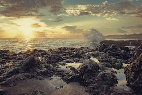 Free stock photo of beautiful sunset, colors, rocks