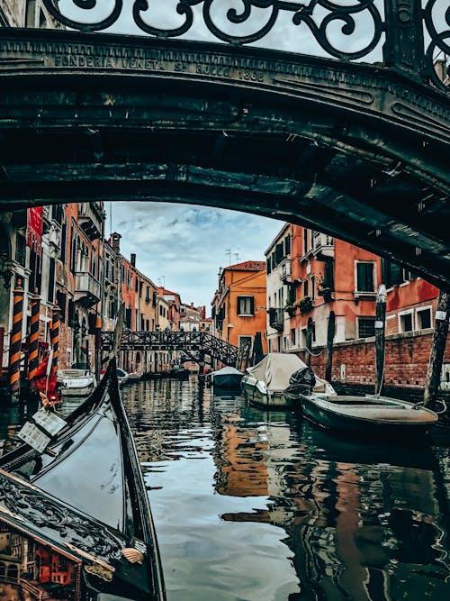 Boats on the Water Canal in Venice Italy