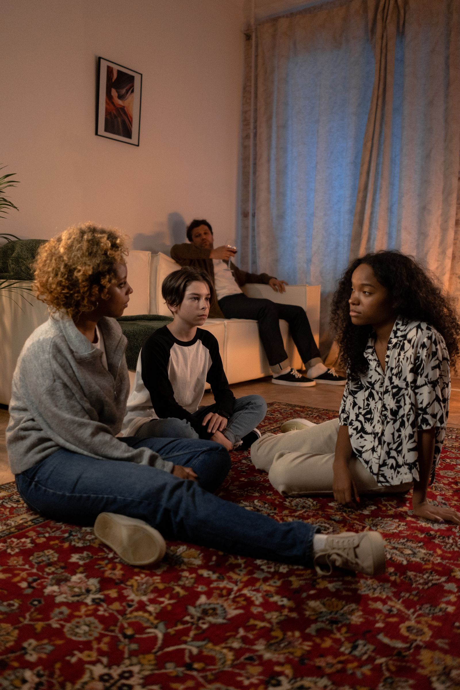 Family members discussing a difficult situation together