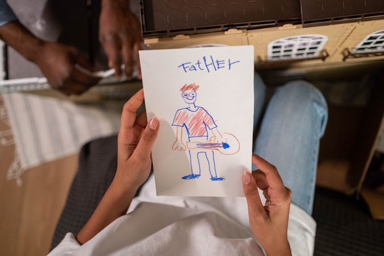 A Person Holding A Child's Drawing 