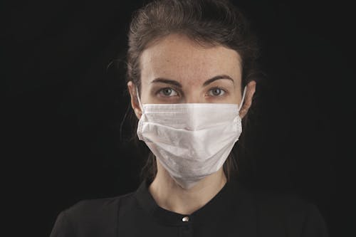 A Portrait of a Woman Wearing a Face Mask