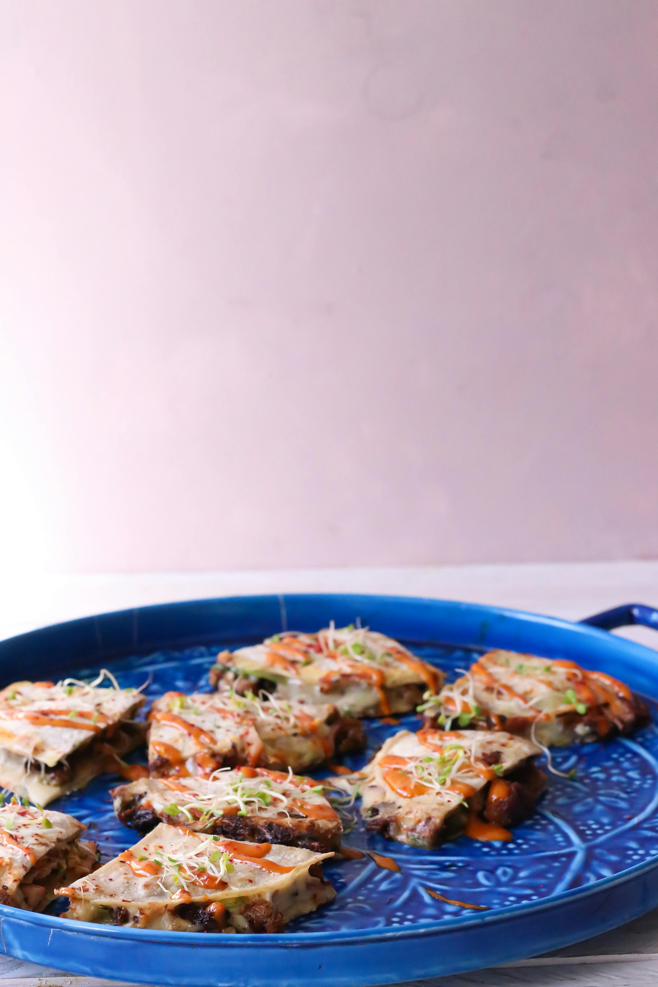 tasty quesadillas served on plate