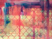 An Old Smeared Photo of a River Near a Chain Link Fence