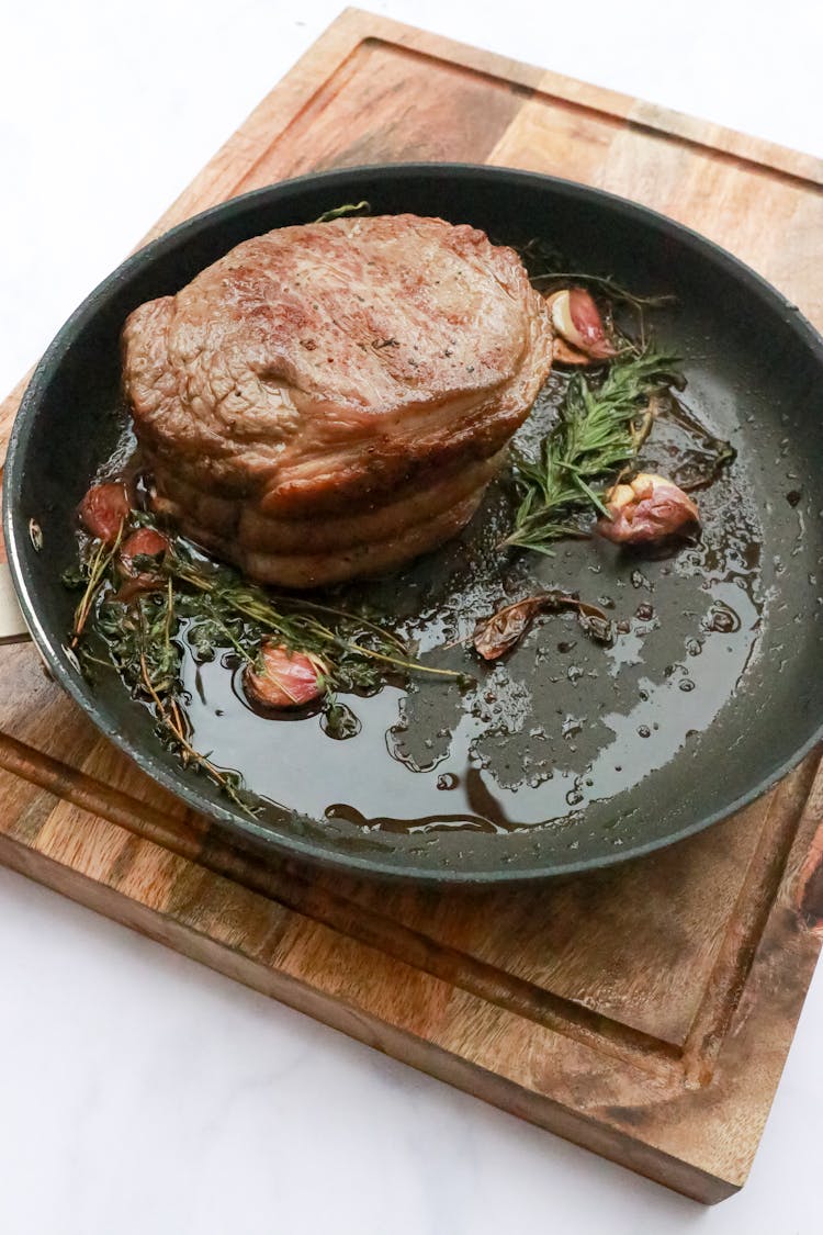 Frying Pan With Piece Of Meat