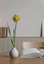 Yellow Flower in White Ceramic Vase