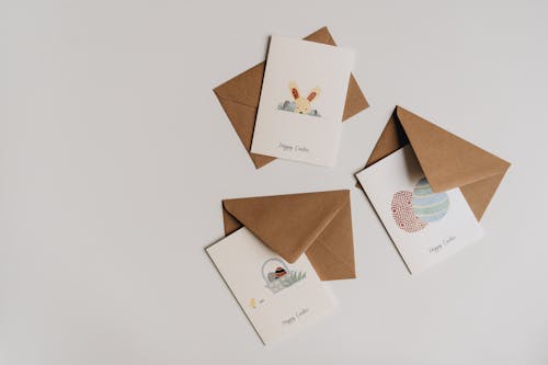 Easter Greeting Cards with Brown Envelopes