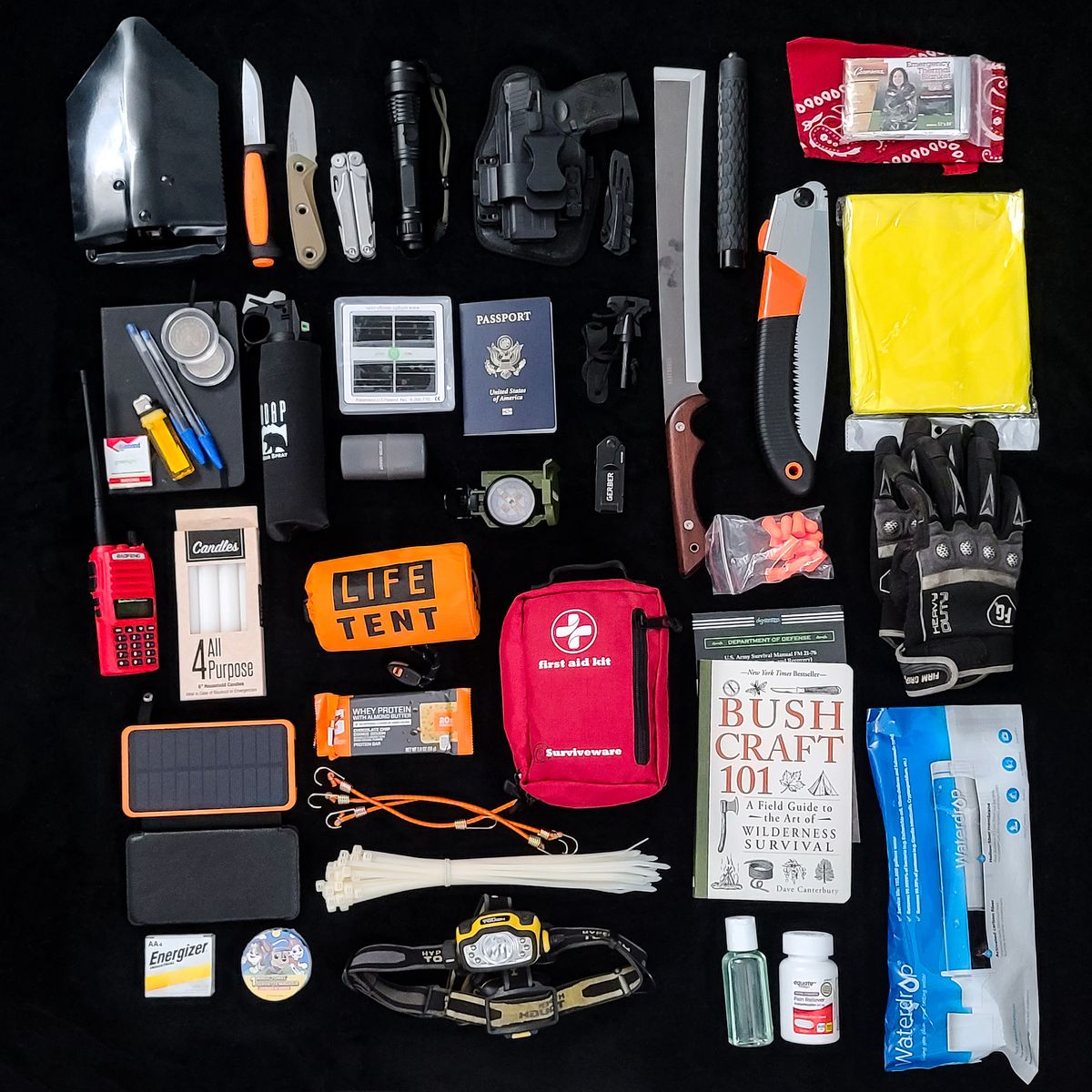 Outdoor first aid and survival supplies