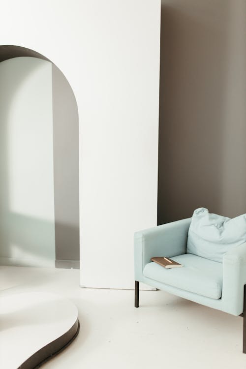 Základová fotografie zdarma na téma minimalismus, místnost, modrá židle