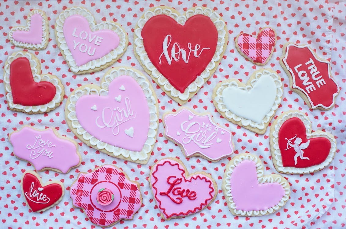 Pink and Red Heart Shaped Cookies