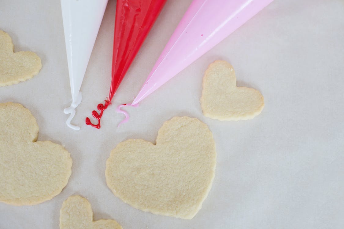 Heart Shaped Cookies on White Surface