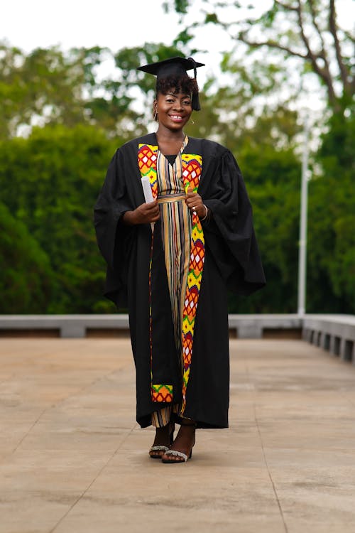 A Woman Wearing a Black Toga