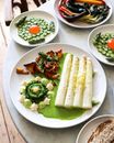 Delicious dish with white asparagus